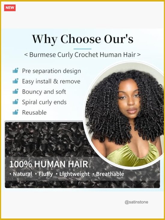 Human Crochet Hair 16 Inch Burmese Curly 180g Pre-Separated Feather Crochet